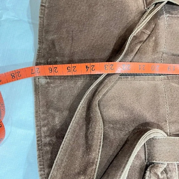 OutBrook Vintage Brown Suede Leather Bomber Jacket Faux Fur Collar Women Large - Picture 9 of 9